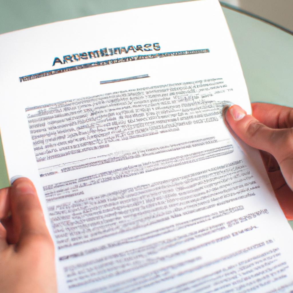 Person reading rental agreement document