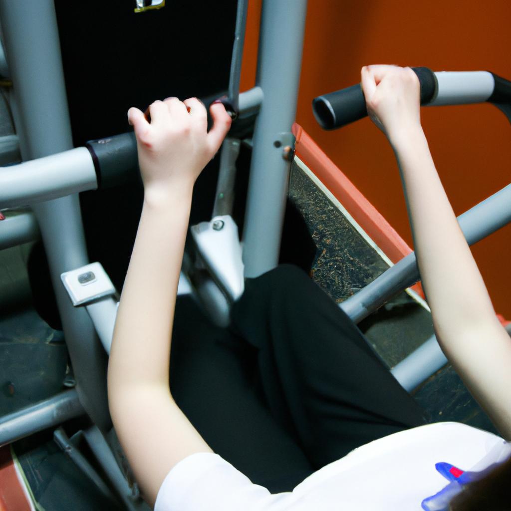Person exercising in fitness center